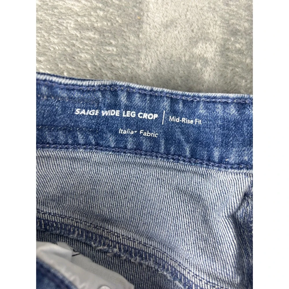 AG Adriano Goldschmied Saige Wide Leg Crop Jean 27 Mid Rise Raw Hem Medium Wash - Picture 7 of 11